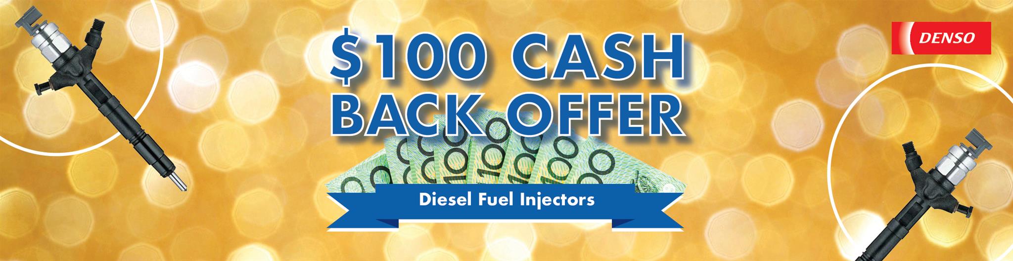Get $100 cash back on selected DENSO Injectors