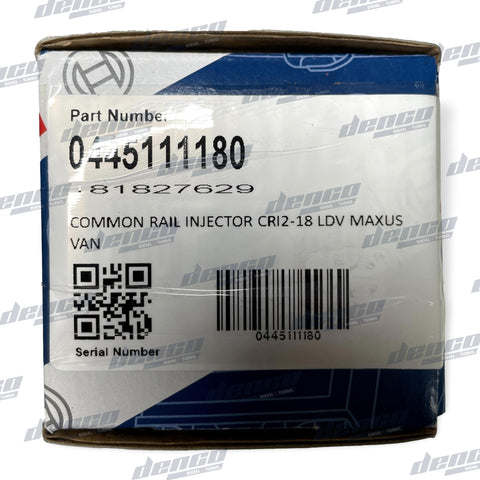 0445111180 COMMON RAIL INJECTOR CRI2-18 LDV MAXUS G10 VAN COMMON RAIL INJECTORS