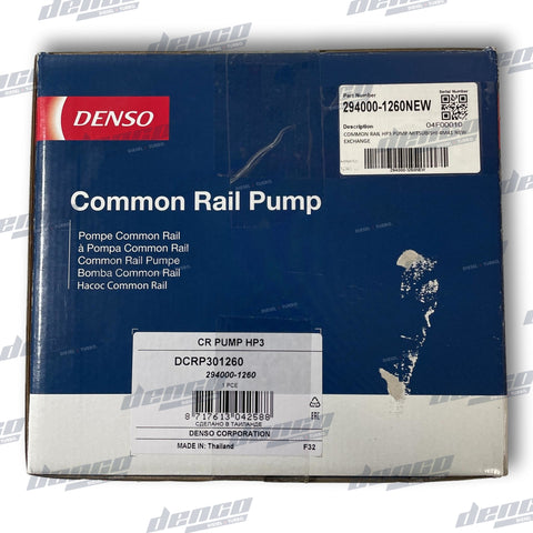 294000-1260 New Exchange Fuel Pump Denso Common Rail Mitsubishi Pajero 4M41 (Dpf) Diesel Injector