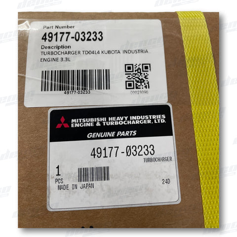 49177-03233 - Mhi Turbocharger Td04L4 Kubota Industrial Engine 3.3L (V3307-Cr-Te4-Bb) Genuine Oem