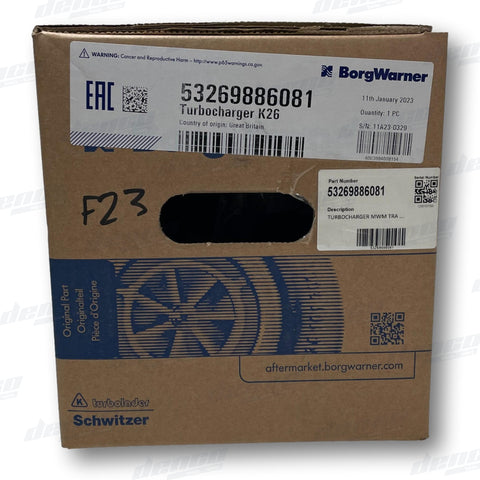 53269886081 Turbocharger K26 Claas/ Deutz / Mwm Tractor 4.16Ltr (Engine Td226-4) Genuine Oem