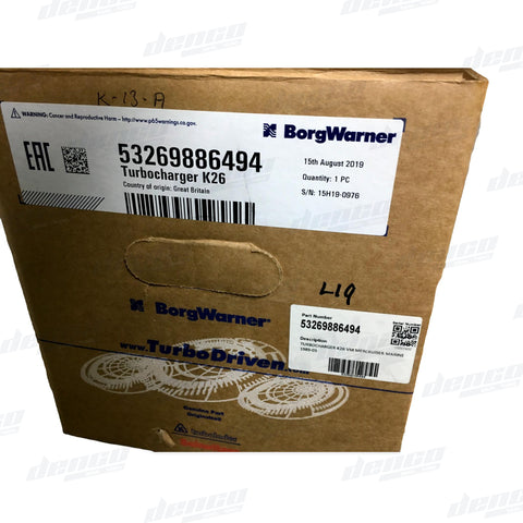 53269886494 TURBOCHARGER K26 VM MERCRUISER MARINE (ENGINE KR694HIW10) GENUINE OEM TURBOCHARGERS
